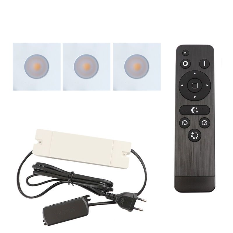 3 square white porch spotlights Dico, IP65, with connection set and remote control 3 square white porch spotlights Dico, IP65, with connection set and remote control