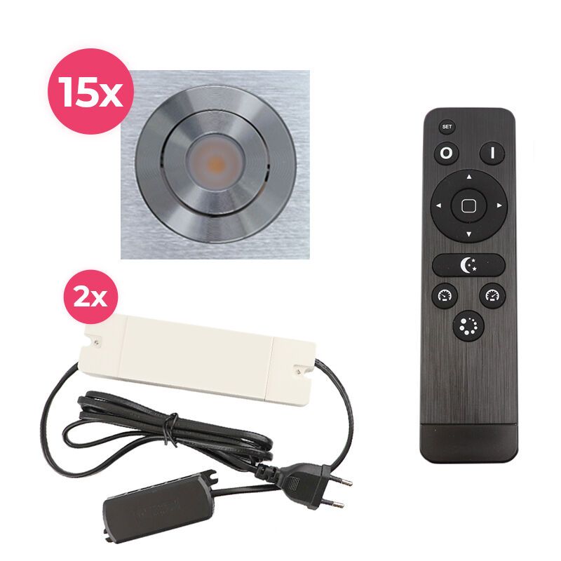 15 adjustable porch spotlights Rona square, IP44, with connection set and remote control, chrome 15 adjustable porch spotlights Rona square, IP44, with connection set and remote control, chrome