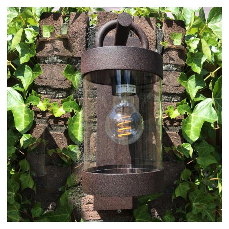 Rust Coloured outdoor wall light with dusk to dawn sensor rustic, Sambesi, IP44