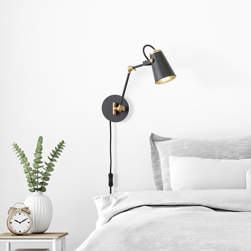 Black wall light modern, Skals, with switch