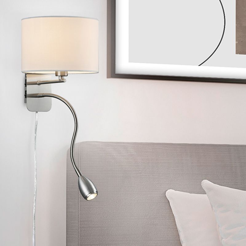 Nickel wall light metal, Ledbury, with switch