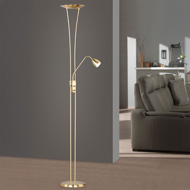 Brass floor lamp classic, Stijn, 20W, 3000K LED, with switch