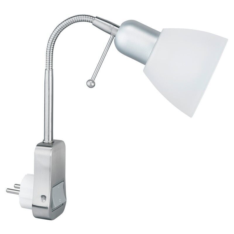 Nickel plug in wall light metal, Ava, with switch Nickel plug in wall light metal, Ava, with switch
