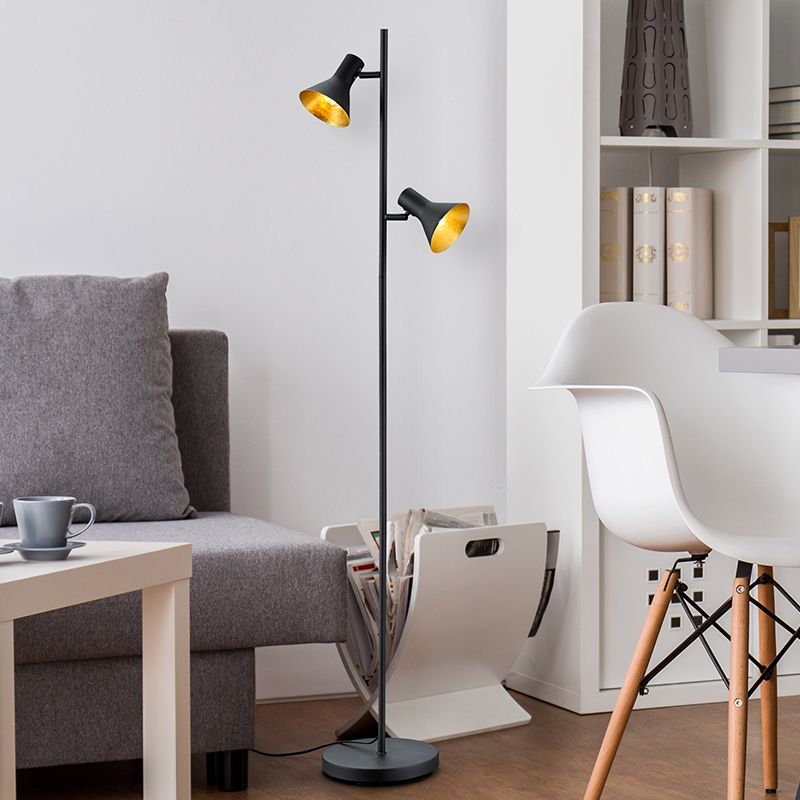 Black floor lamp industrial, Verena, with switch