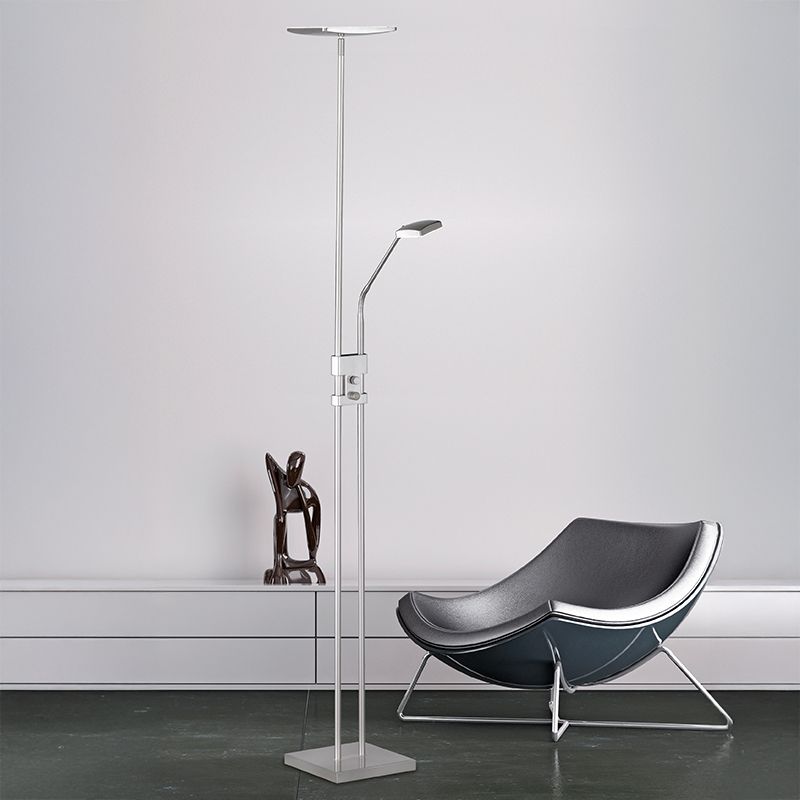 Nickel floor lamp modern, Simon, 15W, 3000K LED, with switch Nickel floor lamp modern, Simon, 15W, 3000K LED, with switch