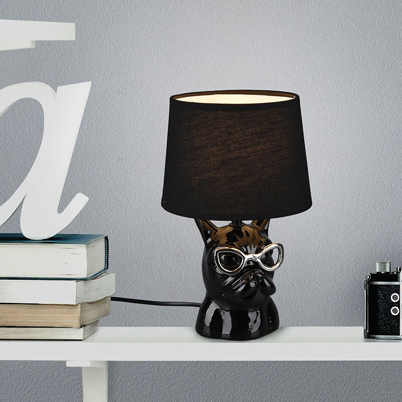 Ceramic children's table lamp black, Magda, with switch