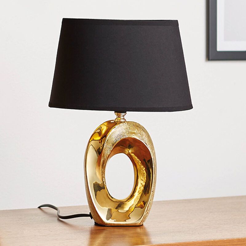 Ceramic table lamp gold, Moldrup, with switch