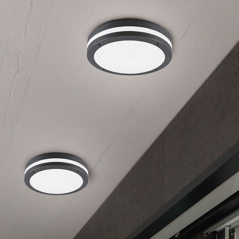Anthracite flush ceiling light modern, Garly, 12W, 3000K LED, IP54 Anthracite flush ceiling light modern, Garly, 12W, 3000K LED, IP54