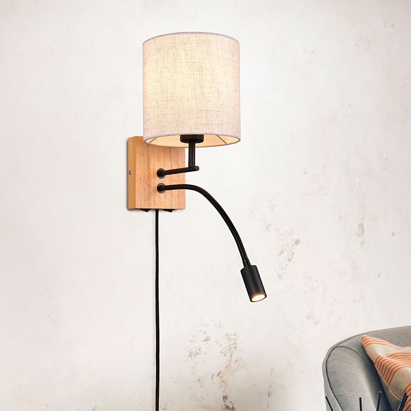 White wall light wood, Fransien, with switch