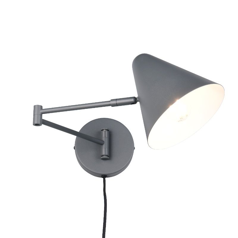 Anthracite wall light modern, Jille, with switch
