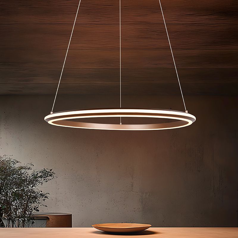 Brown pendant light modern, Jiry, 48W, white switch LED, 3-step dimmable