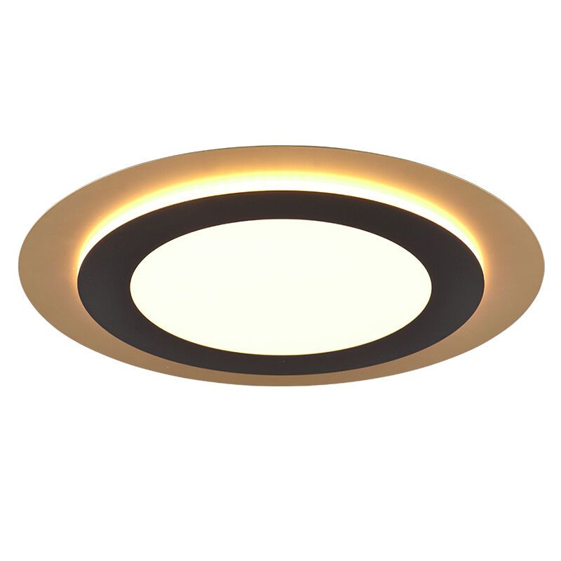 Black flush ceiling light modern, Frans, 42W, warm to cold white adjustable LED, with remote control