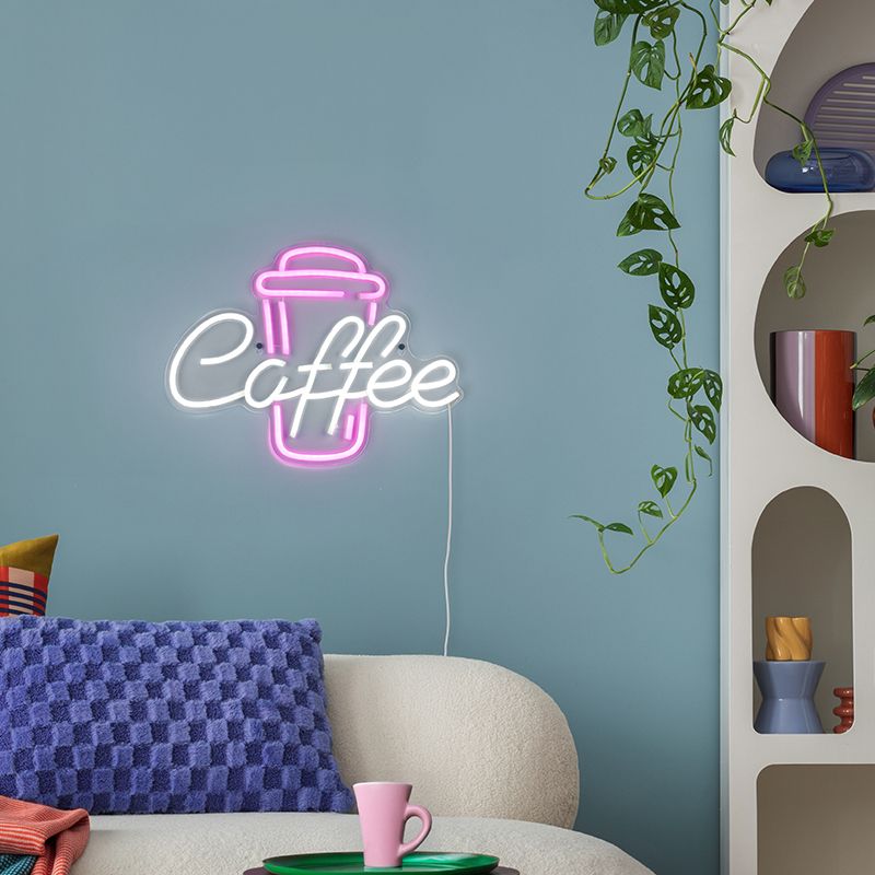Transparent wall light plastic, Coffee, 5W, pink LED, with switch