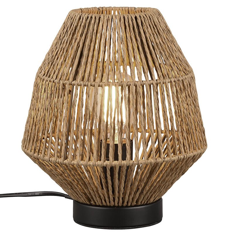 Rattan table lamp brown, Fleurtje, with switch Rattan table lamp brown, Fleurtje, with switch