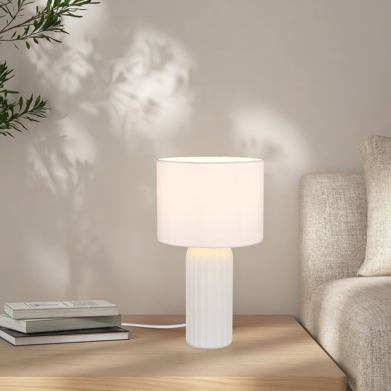 Ceramic table lamp white, Nannette, with switch