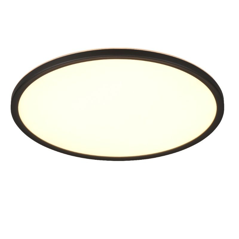 Black flush ceiling light modern, Jeltje, 22W, warm to cold white adjustable LED, with remote control