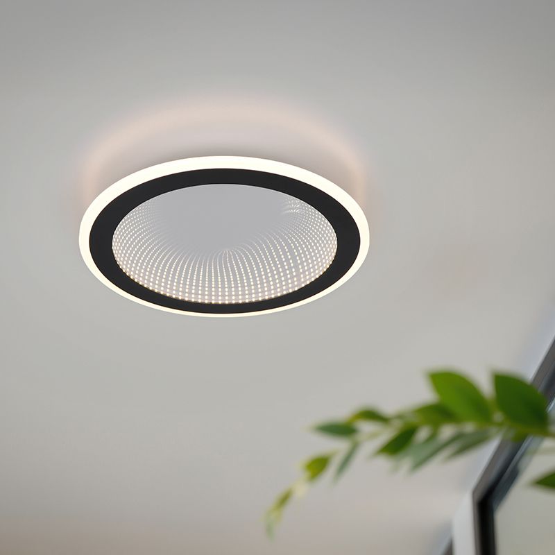 Black ceiling light modern, Gunda, 21,5W, warm to cold white adjustable LED, with remote control