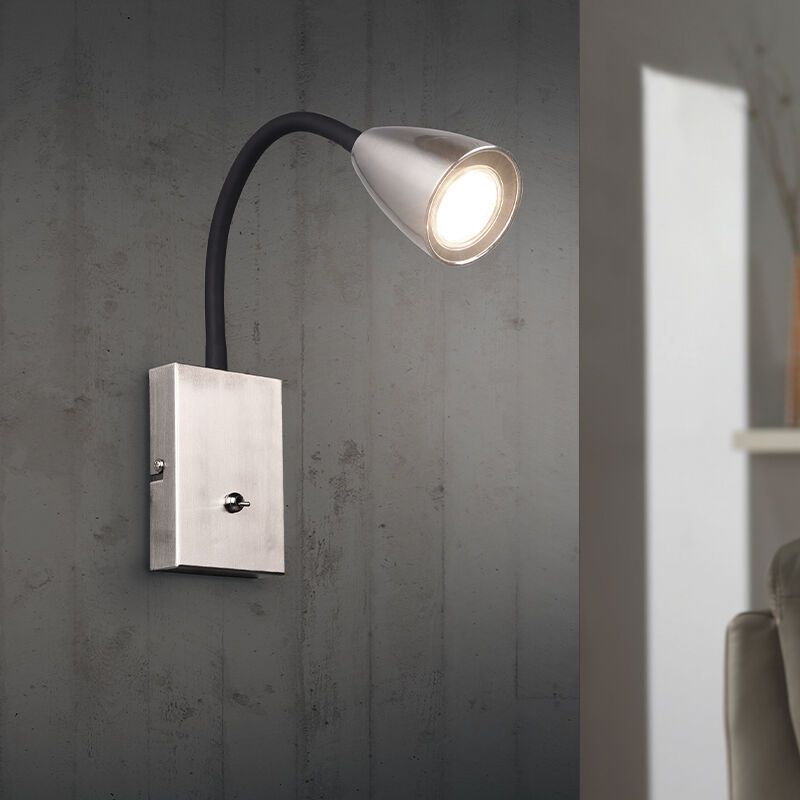 Nickel wall light modern, Joanne, with switch Nickel wall light modern, Joanne, with switch