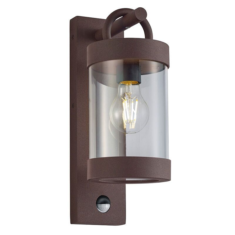 Rust Coloured outdoor wall light with motion sensor modern, Sambesi, IP44