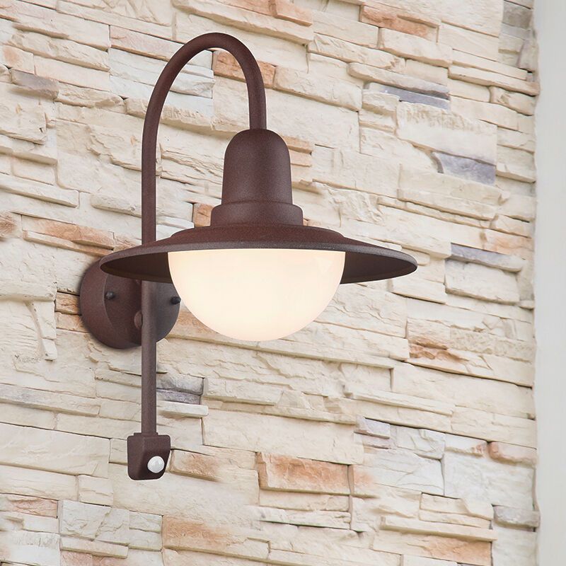 Rust Coloured outdoor wall light with motion sensor modern, Semmy, IP44 Rust Coloured outdoor wall light with motion sensor modern, Semmy, IP44