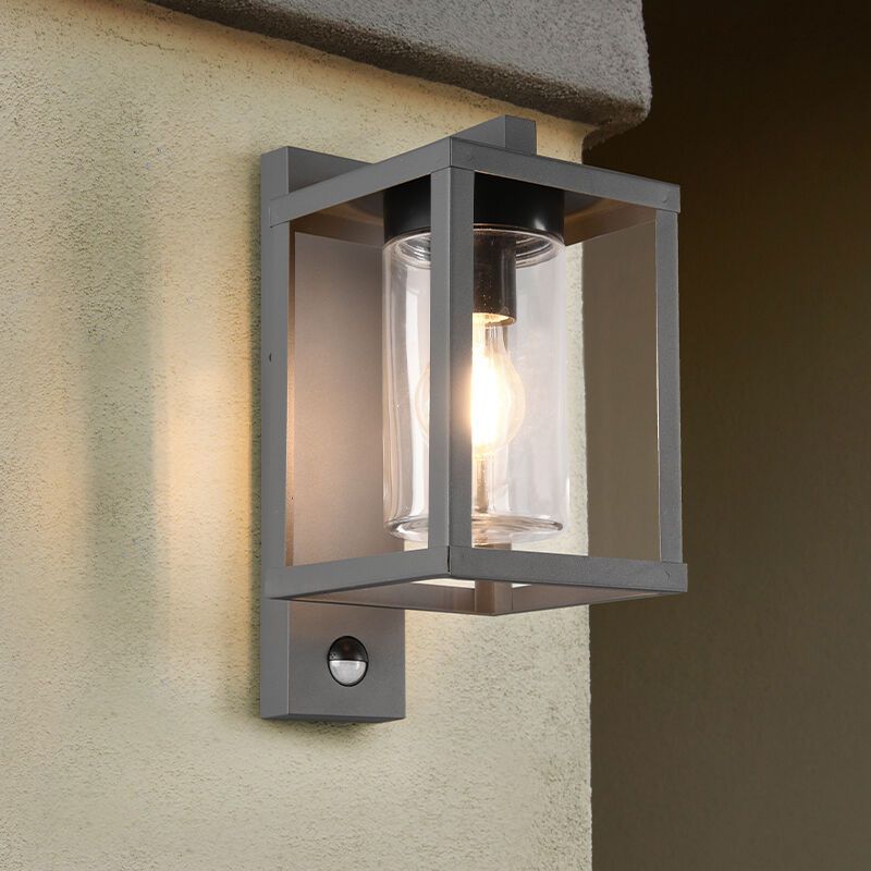 Anthracite outdoor wall light with motion sensor modern, Reini, IP44