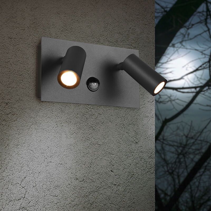 Anthracite outdoor wall light with motion sensor modern, Rufus, 3W, 3000K LED, IP54 Anthracite outdoor wall light with motion sensor modern, Rufus, 3W, 3000K LED, IP54