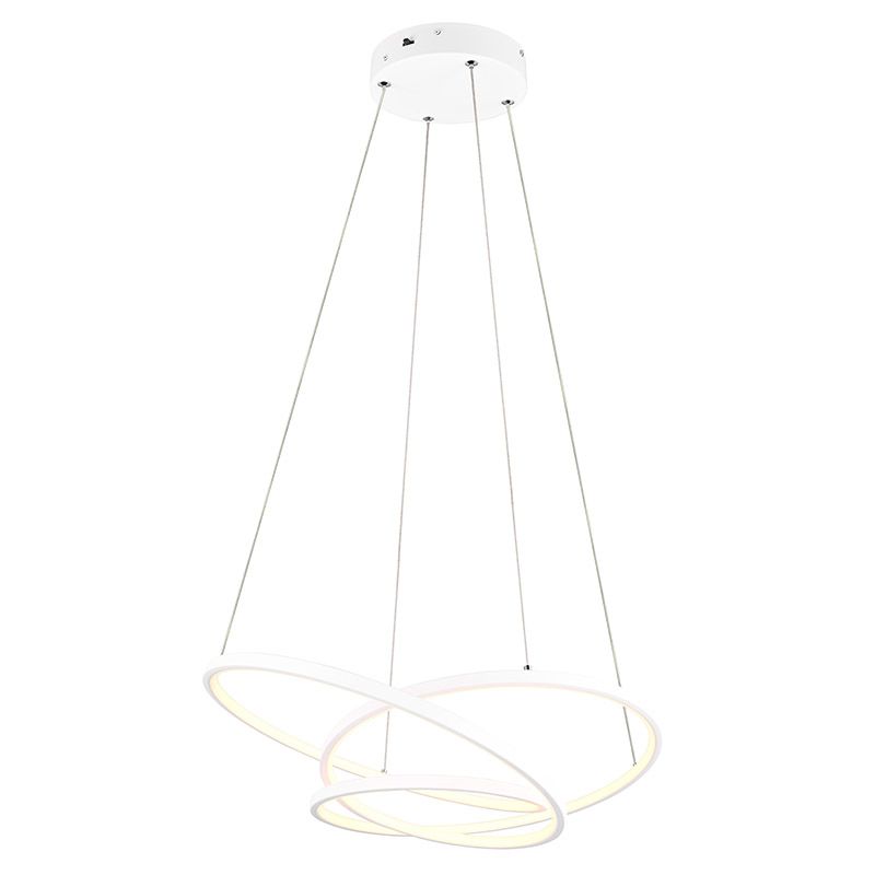 White pendant light design, Teodore, 34W, white switch LED, 3-step dimmable