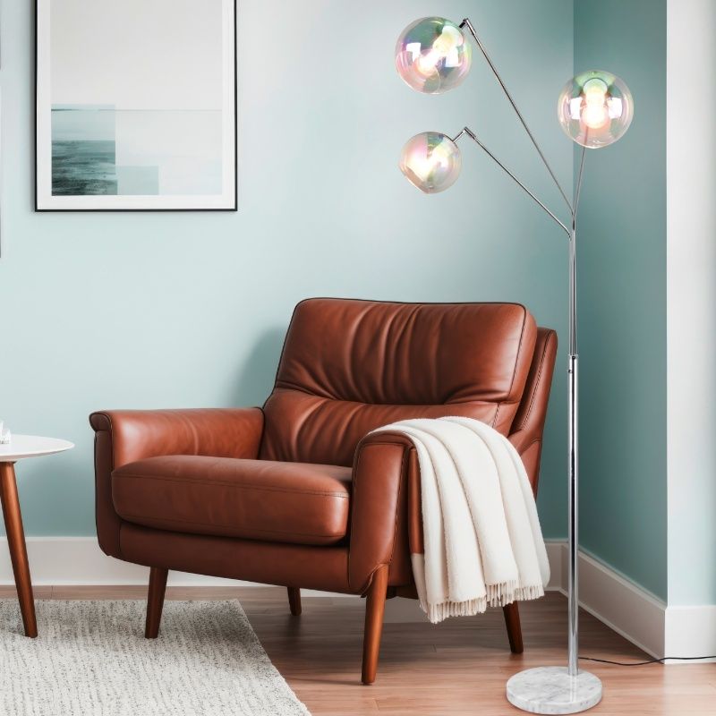 Chrome floor lamp design, Rahma, with switch