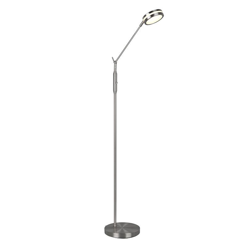 Nickel reading floor lamp modern, Marjon, 6W, warm to cold white adjustable LED, with touch dimmer
