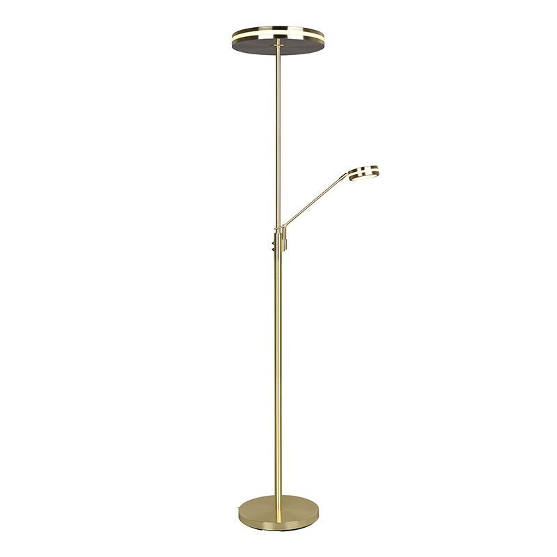 Brass reading floor lamp modern, Marjon, 35W, warm to cold white adjustable LED, with touch dimmer