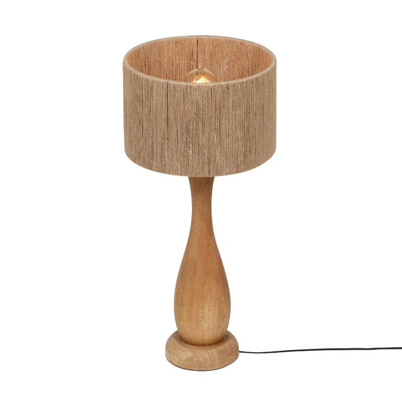 Rustic table lamp wood, Mucahit, with switch
