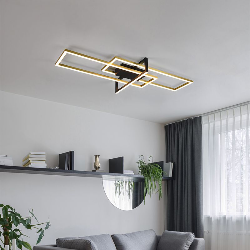 Brass flush ceiling light modern, Hatun, 34W, 3000K LED