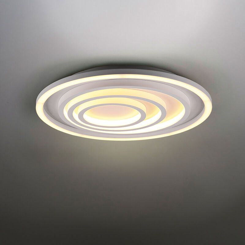 White flush ceiling light modern, Carolijn, 40W, warm to cold white adjustable LED, with remote control White flush ceiling light modern, Carolijn, 40W, warm to cold white adjustable LED, with remote control