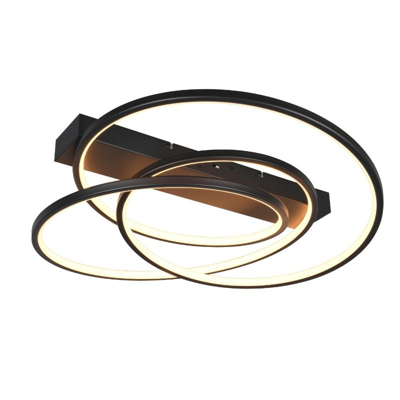 Black flush ceiling light design, Teodore, 34W, white switch LED, 3-step dimmable