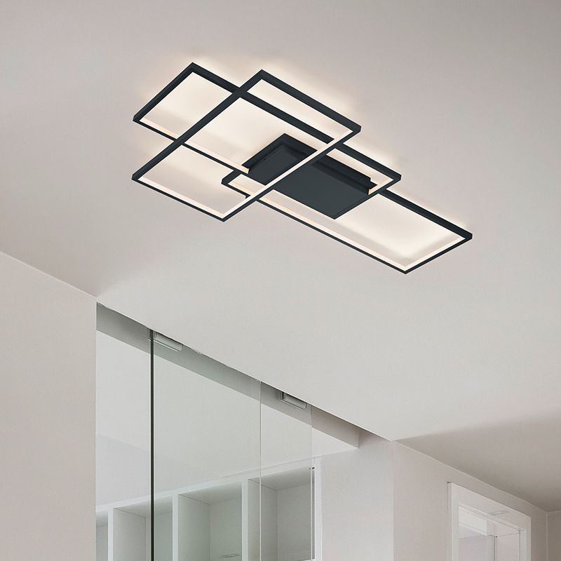 Anthracite flush ceiling light modern, Jetse, 40W, RGBW LED, with remote control