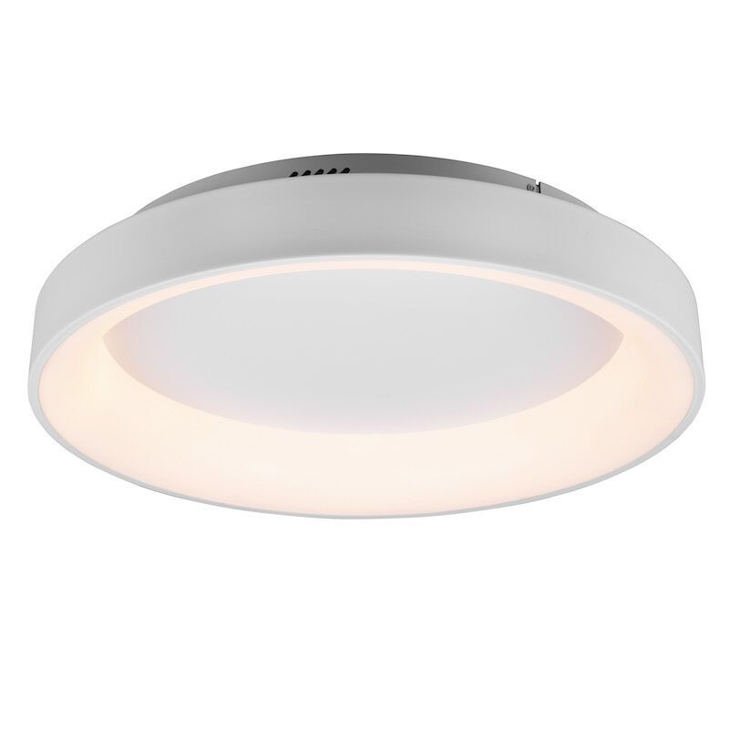 White flush ceiling light modern, Jered, 48W, warm to cold white adjustable LED, with remote control