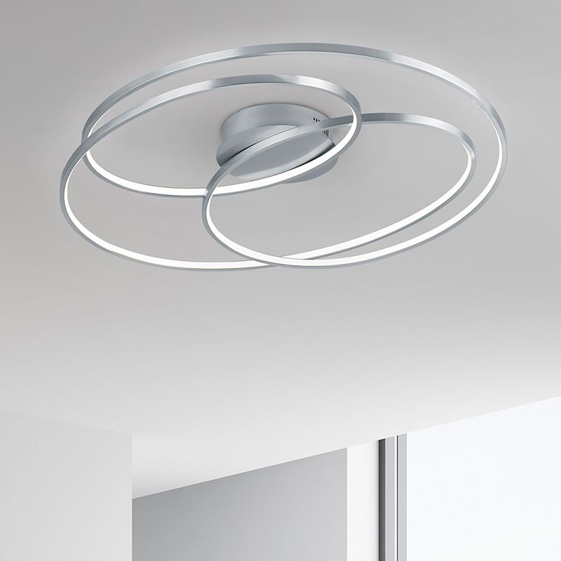 Nickel flush ceiling light modern, Sabra, 38W, 3000K LED