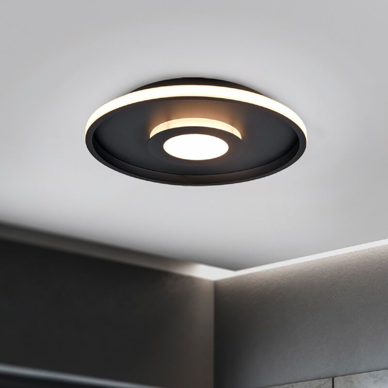 Black bathroom ceiling light modern, Kayla, 35W, 3000K LED, IP44