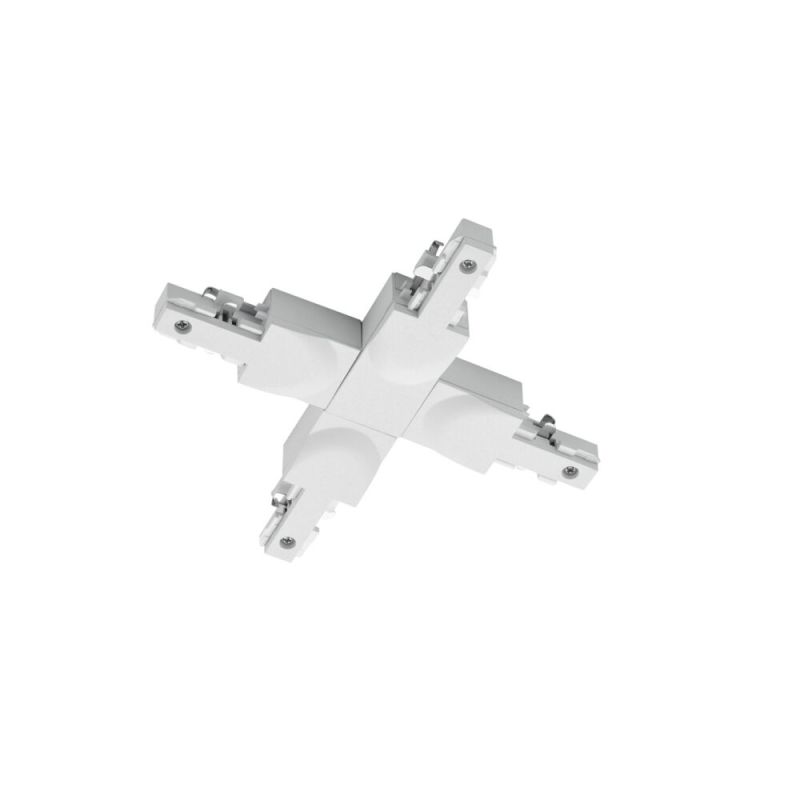 White cross connector for 2-phase track lighting