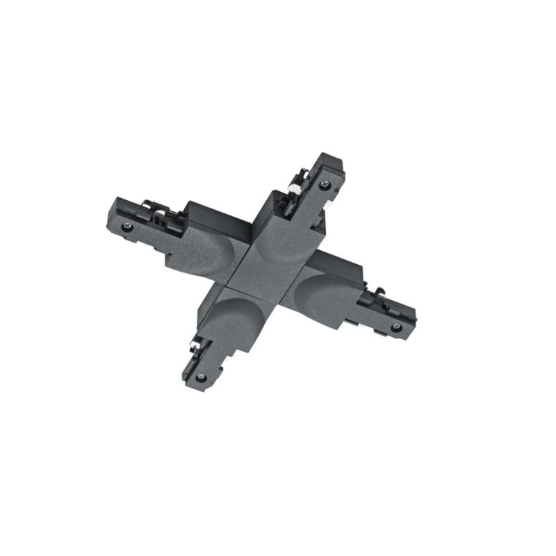 Black cross connector for 2-phase track lighting