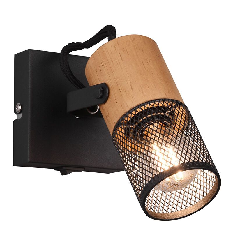 Black wall spotlight vintage, Jessica, with switch