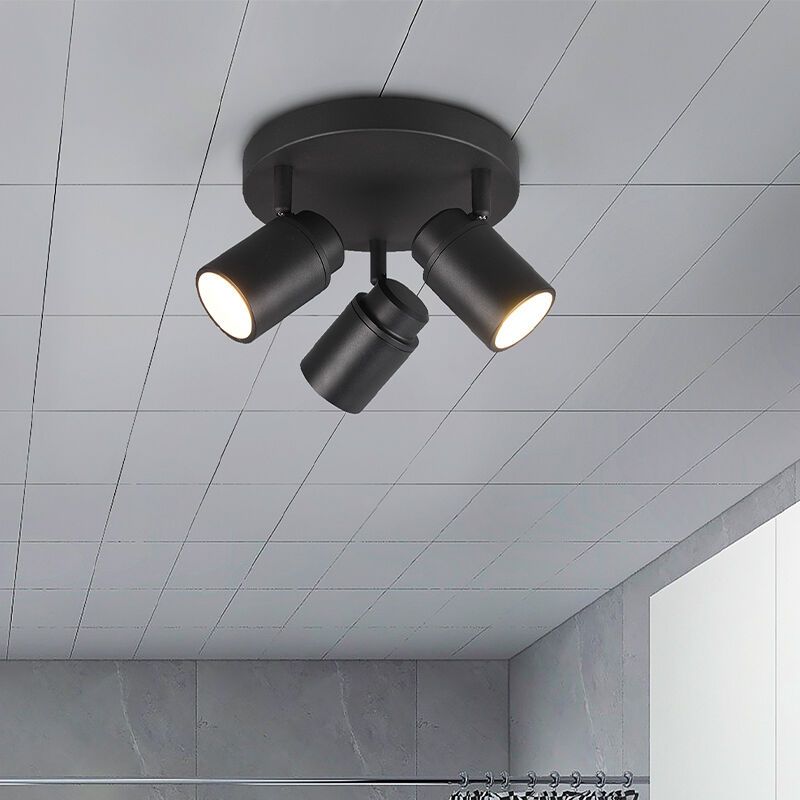 Black bathroom ceiling spotlight modern, Nelis, IP44