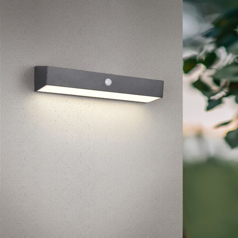Black solar outdoor wall light modern, Ravindra, 6W, 4000K LED, IP44