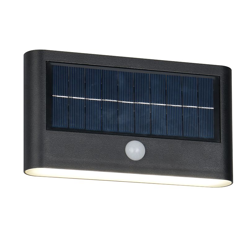 Black solar outdoor wall light modern, Nefise, 8W, 4000K LED, IP44