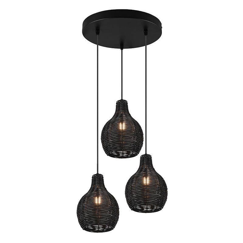 Rattan pendant light black, Annieke