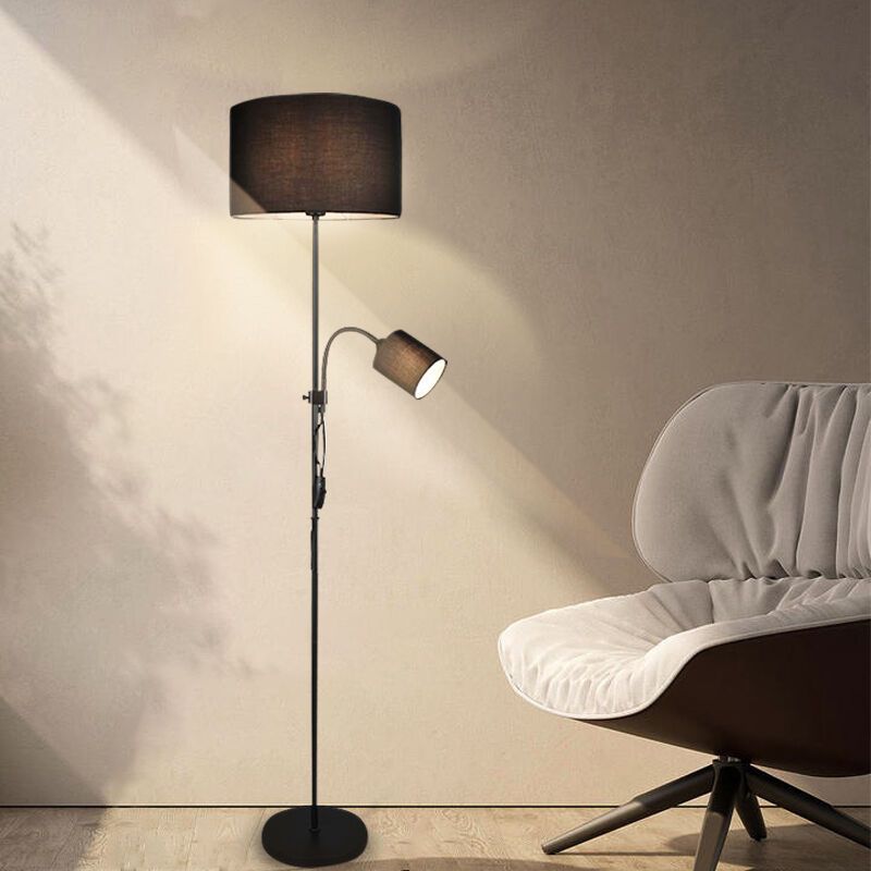 Black reading floor lamp modern, Edina, with switch Black reading floor lamp modern, Edina, with switch