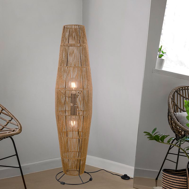 Paper floor lamp brown, Fleurtje, with switch