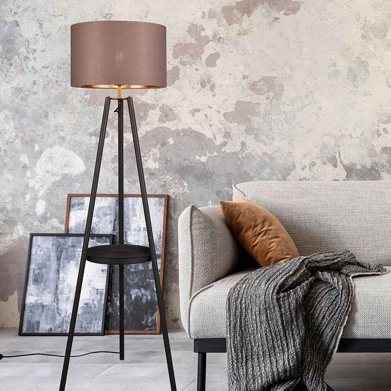 Taupe tripod floor lamp modern, Wendel, with switch Taupe tripod floor lamp modern, Wendel, with switch
