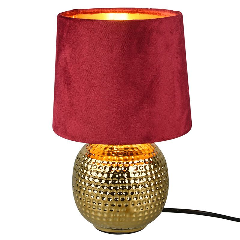 Ceramic table lamp gold, Jorre, with switch
