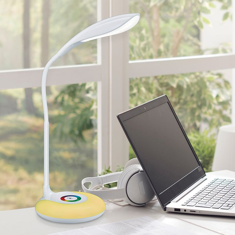 White desk lamp modern, Zetan, 3W, RGBW LED, with touch dimmer White desk lamp modern, Zetan, 3W, RGBW LED, with touch dimmer